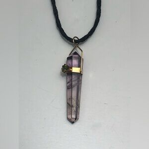 14k Amethyst Crystal Point PENDANT yellow gold 5.7g” 2in  Amethyst Natural